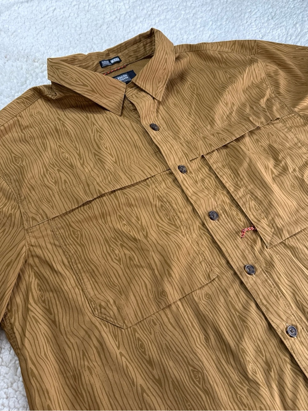 Alaskan Hardgear Mens 2XLT Woodgrain Print Short Sleeve Vented Fishing Shirt